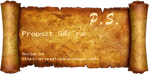 Propszt Sára névjegykártya
